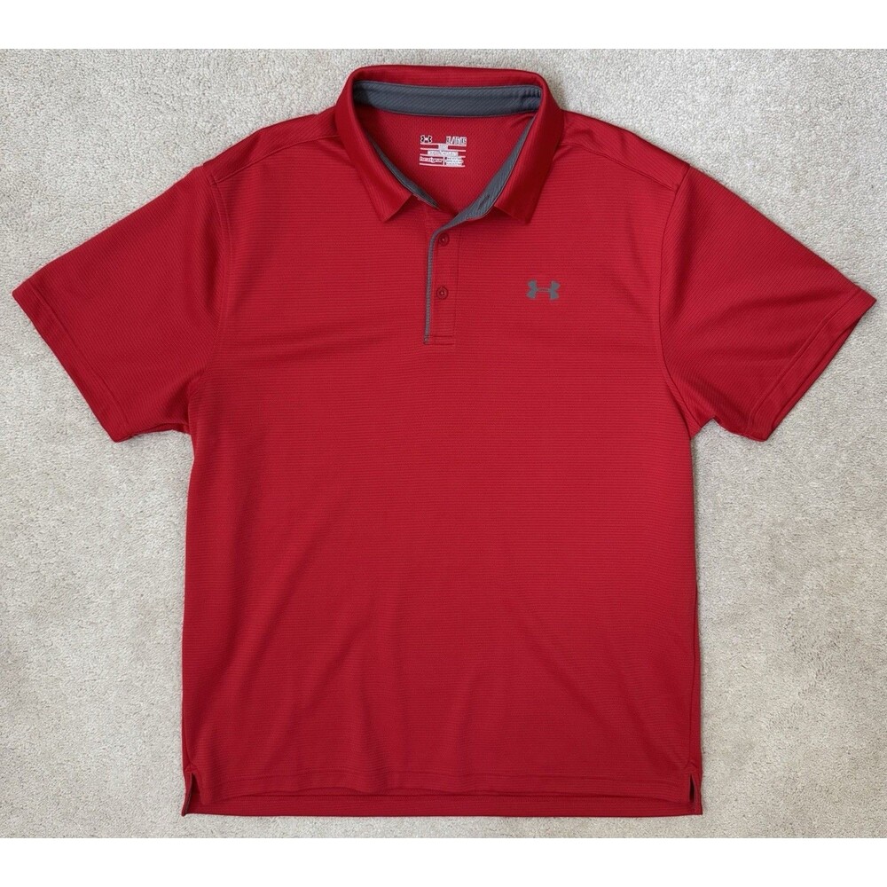 Under Armour Size XL Men's UA Tech Polo Golf Shirt Red